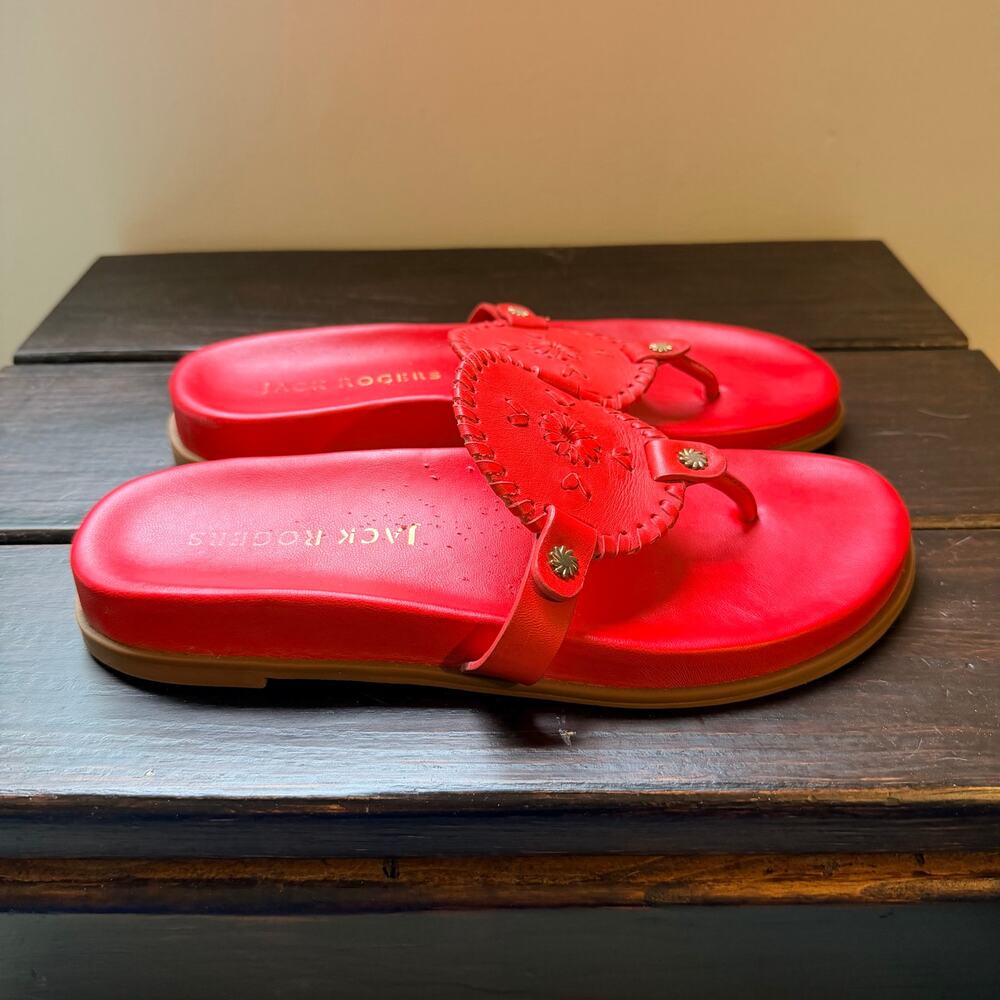 JACK ROGERS Collins Comfort Sandal SZ 8.5M RED Women Slide Shoe Leather RARE